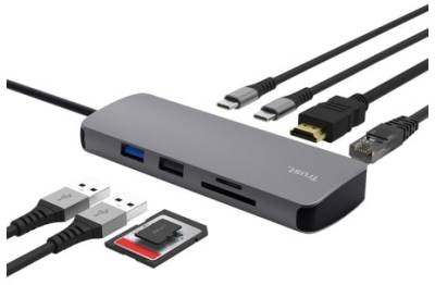 Разветвитель Trust USB-C 8-in1 1xUSB-А 3.2/USB-A 2.0/2xUSB-С/HDMI/Ehe 25672_TRUST