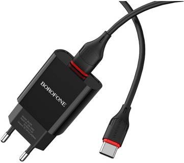 Зарядные устройства BOROFONE BA20A Sharp USB + cable USB to USB-C 10.5W Black 6931474702142