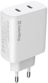 Зарядные устройства ColorWay GaN Mini 50W PD Port PPS USB (Type-C PD 30W + Type CW-CHS050PD-WT