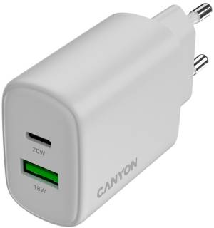 Зарядные устройства Canyon OnCharge 200 20W 1xPD 1xQC EU White CNE-CHA200-21