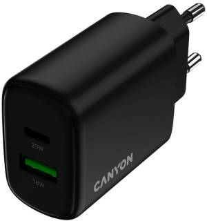 Зарядные устройства Canyon OnCharge 200 20W 1xPD 1xQC EU Black CNE-CHA200-31
