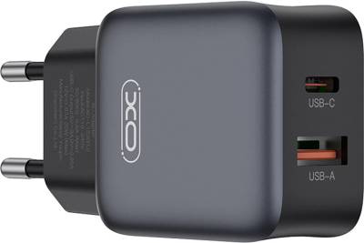 Зарядные устройства XO L156 USB-C PD30W + USB-A QC3.0 Black L156.black