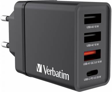 Зарядные устройства Verbatim USB 30W PD3.0 4-ports black 49700