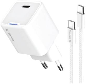 Зарядные устройства ColorWay GaN Mini 30W PD Port PPS USB-C white + cable Type- CW-CHS054PDC-WT