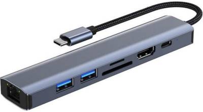 Разветвитель Dynamode 7-in-1 USB-C to HDTV 4K/30Hz, 2хUSB3.0, RJ45, USB- BYL-2303