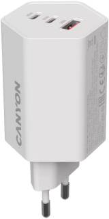 Зарядные устройства Canyon HEXAGON 65 GaN 65W 2xPD 1xQC EU White CND-CHAHEX65W