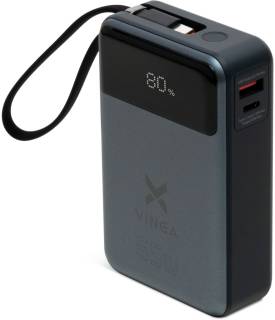 Павербанк Vinga 20000 mAh 65W Display USB-C Cable Grey VPBB2065C