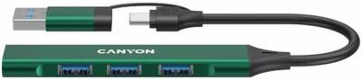 Разветвитель Canyon hub DS-02 4in1 USB-A/C Green CNS-TDS02GR