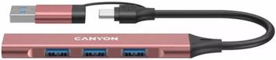Разветвитель Canyon hub DS-02 4in1 USB-A/C Pink CNS-TDS02P