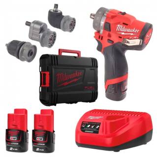 Шуруповерт Milwaukee M12 FPDXKIT-202X, 44Нм, 2x2Аг, 2 насадки, кейс 4933464138