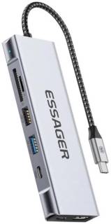 Разветвитель ESSAGER USB-C 8-in-1 HDMI + USB 3.2 + USB-C + SD/TF + M.2 EHB08-QK0G-Z