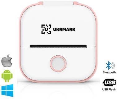 Принтер Ukrmark P02PK Bluetooth, біло-рожевий 900888