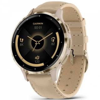 SmartWatch Garmin Venu 3S, Fr. Gray + Soft Gold, Leather, GPS 010-02785-55