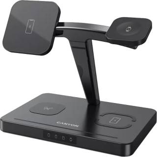 Зарядное устройство Canyon wireless charger WS-404 15W 4in1 Black CNS-WCS404