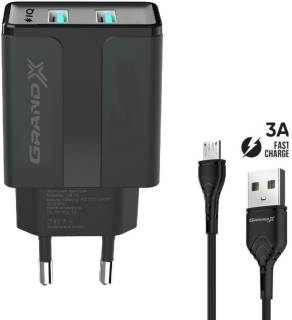 Зарядка Grand-X CH-15UMB (5V/2,1A + DC cable 2,4А USB -> Micro USB