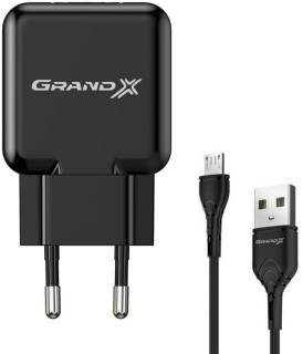 Зарядное устройство Grand-X CH-03UMB (5V/2,1A + DC cable Micro USB) Black