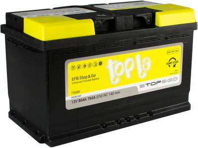 Авто/мото аккумуляторы Topla 80 Ah/12V  EFB Euro 112 080