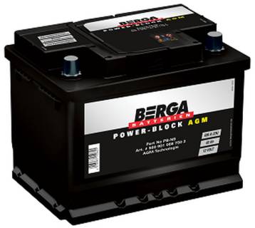 Авто/мото аккумуляторы Berga Power Block AGM 60Ah Ев (-/+) (680EN) 5609010687502