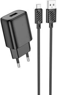 Зарядные устройства HOCO C134A Solid USB + cable USB to Micro 5P Black 6942007621335