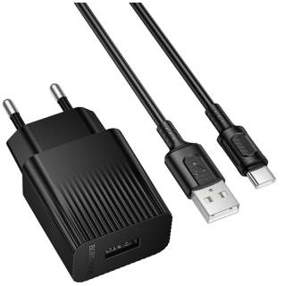 Зарядные устройства BOROFONE BAS71A USB + cable USB to USB-C 2.1A black 6941991122613