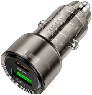 Зарядные устройства HOCO 1xUSB-C PD38W + 1xUSB car adapter transparent Z52 6942007601740