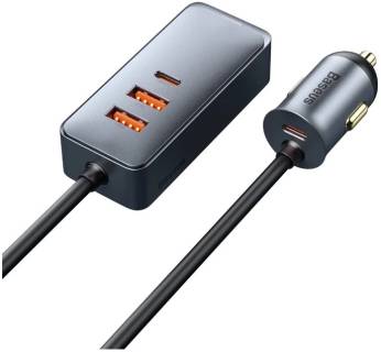 Зарядка Baseus 2xUSB-C + 2xUSB 120W + extension cord gray CCBT-A0G
