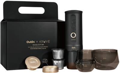 Кофеварка OUTIN Nano x Kruve zestaw prezentowy czarno/złoty OTST-KRUVE-BG