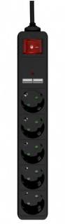 Фильтр EnerGenie 5 розеток 1.5 м Black SPG5-U2-5-02