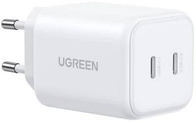 Зарядка Ugreen X526 2xUSB-C PD45W GaN white 65154