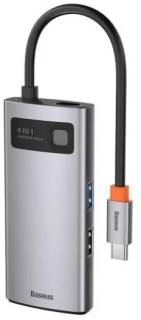 Разветвитель Baseus USB-C 4-in-1 3xUSB 3.0 + RJ45 1000Mbps gray WKWG070113