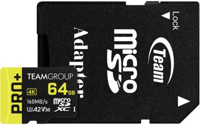 Флеш-карта Team 64GB microSDXC class 10 UHS-I U3 V30 A2 Pro+ TPPMSDX64GIA2V3003