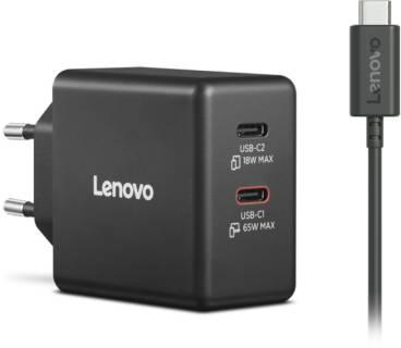 Зарядка Lenovo Dual USB-C 65W GaN Black G0A6065BEU
