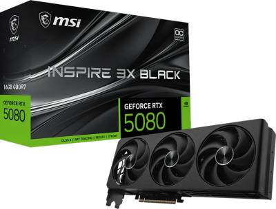 Видеокарта MSI GeForce RTX 5080 16GB INSPIRE 3X OC BLACK RTX 5080 16G INSPIRE 3X OC BLACK