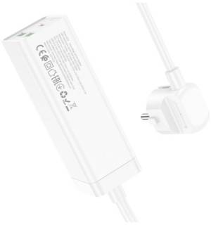 Фильтр HOCO AC9A 1 роз, 2 USB,USB-C, 30W, 1,5м, White AC9AW
