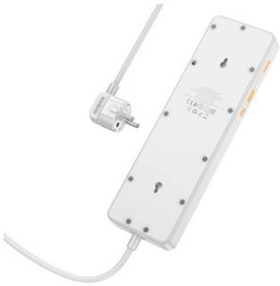 Фильтр HOCO AC13A 5 роз, 3 USB, USB-C, 17W, 1,5м, White AC13A/W