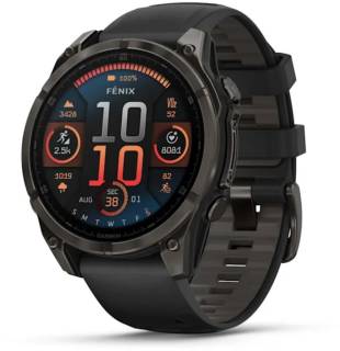 Часы Garmin fenix 8 47mm, AMOLED, Saph, CrbnGryTi/Blk, Blk/Peb 010-02904-21
