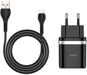 Зарядка HOCO C12Q Smart USB QC3.0 + cable Micro 18W Black 6931474716279