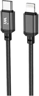 Кабель Wibrand USB-C to Lightning 1.0m PD nylon black WI.DC/CO1B-CL