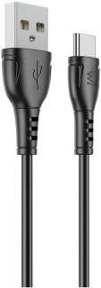 Кабель Wibrand USB 2.0 AM to USB-C 1.0m PVC black WI.DC/BO1B-UC