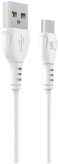 Кабель Wibrand USB 2.0 AM to Micro 5P 1.0m PVC white WI.DC/BO1W-UM