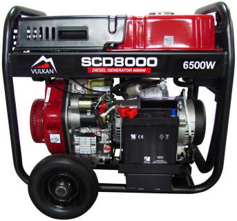 Генератор Vulkan SCD8000 дизель 1ф 6,5kW ел.старт, 18л, колеса