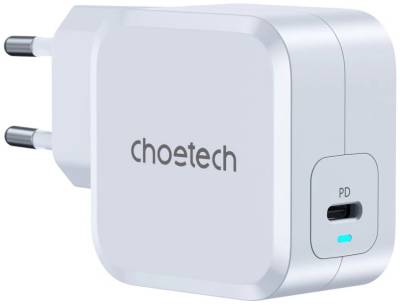 Зарядка Choetech USB-C PD45W QC3.0/PPS GaN PD8007-EU-WH