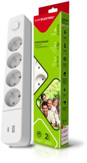 Фильтр Euroelectric Х4 10А 2м USB, Type-C, Black EE-104USB/C-2M