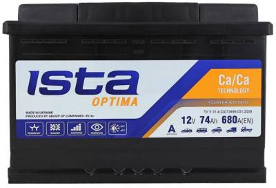 Аккумулятор ISTA Optima 74Ah 680A R+ (L3)