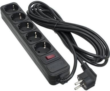 Фильтр Patron 5.0 m3*1mm2 (SP-1055) 5 розеток BLACK EXT-PN-SP-1055