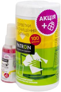 Средство Patron Screen wipes 100pcs F3-027 + Hand sanitizer 50ml CS-PN-F3-050