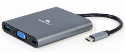 Разветвитель CABLEXPERT USB-C 6-in-1 (Hub3.1/HDMI/VGA/PD/card-reader/audio A-CM-COMBO6-01