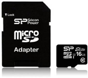 Карта памяти Silicon Power Elite microSDHC 16GB Class 10 UHS-I + адаптер SP016GBSTHBU1V10SP