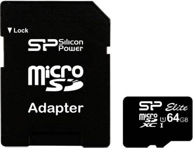 Карта памяти Silicon Power microSDXC 64 GB Class 10 UHS-I Elite + ad SP064GBSTXBU1V10-SP