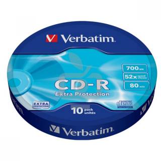 Диск Verbatim CD-R 700Mb 52х, Spindle Wrap Extra Protection Cake 10 43725